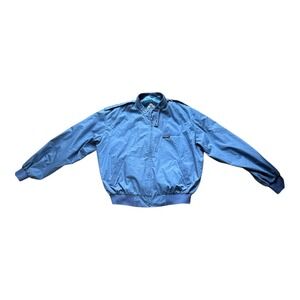 Members Only World Travel Club Bomber Jacket Mens Blue L Lightweight Zip Up